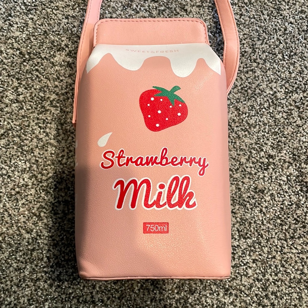 Strawberry milk jug purse